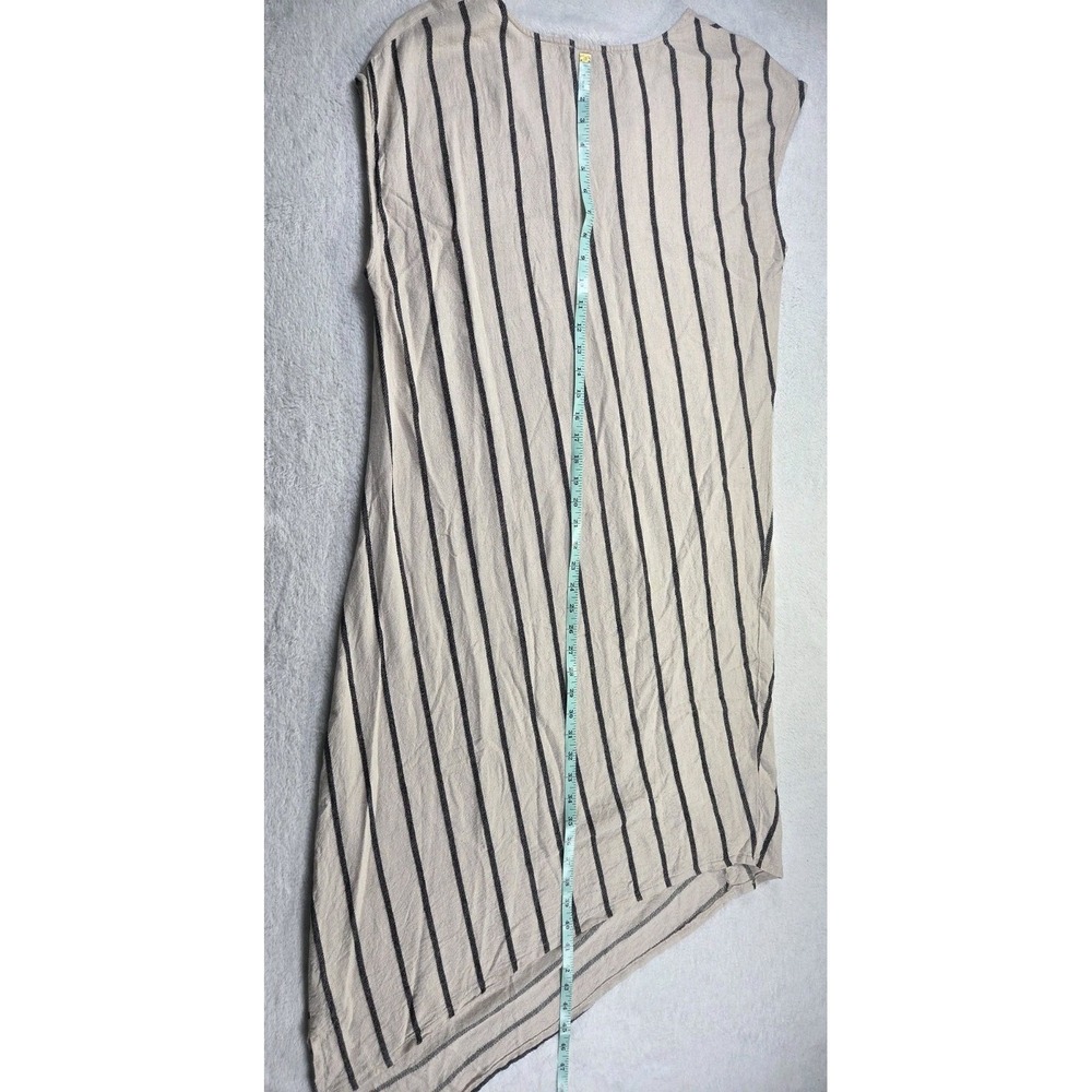 Tahari XL Linen Blend Striped Shift Dress Asymmetrical Hem Coastal Minimalist - Picture 7 of 8